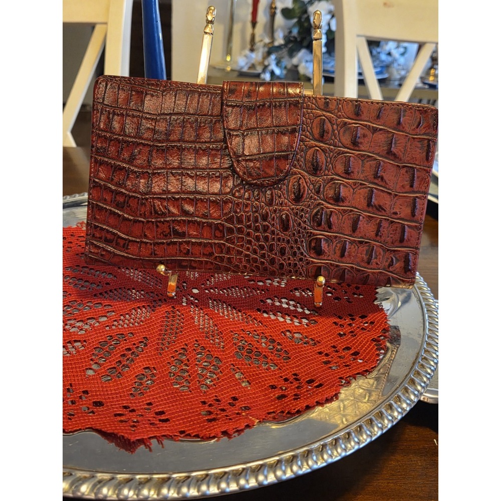 Kate Landry Faux Crocodile Burgandy Wallet